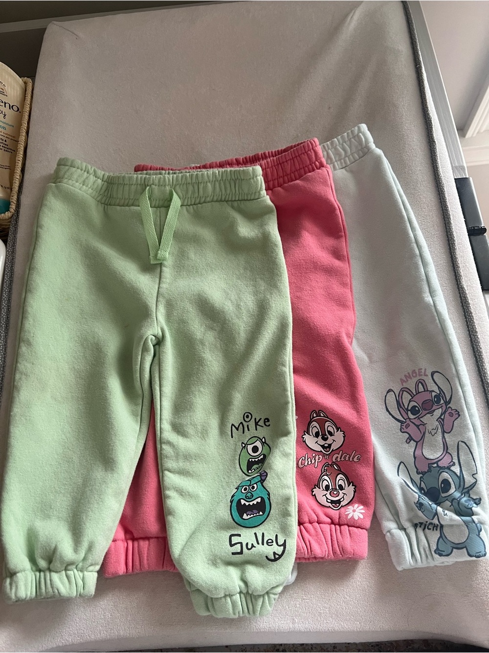 Kids Disney Fleece Jogger Pants - Green, Pink, Light Blue